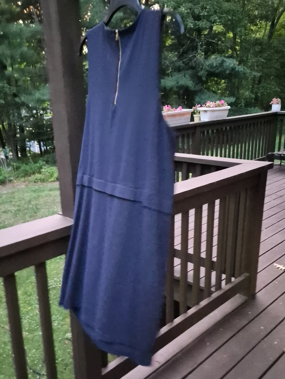 Cynthia Rowley Sleeveless Navy Shift Dress Zip Pocket Sz L